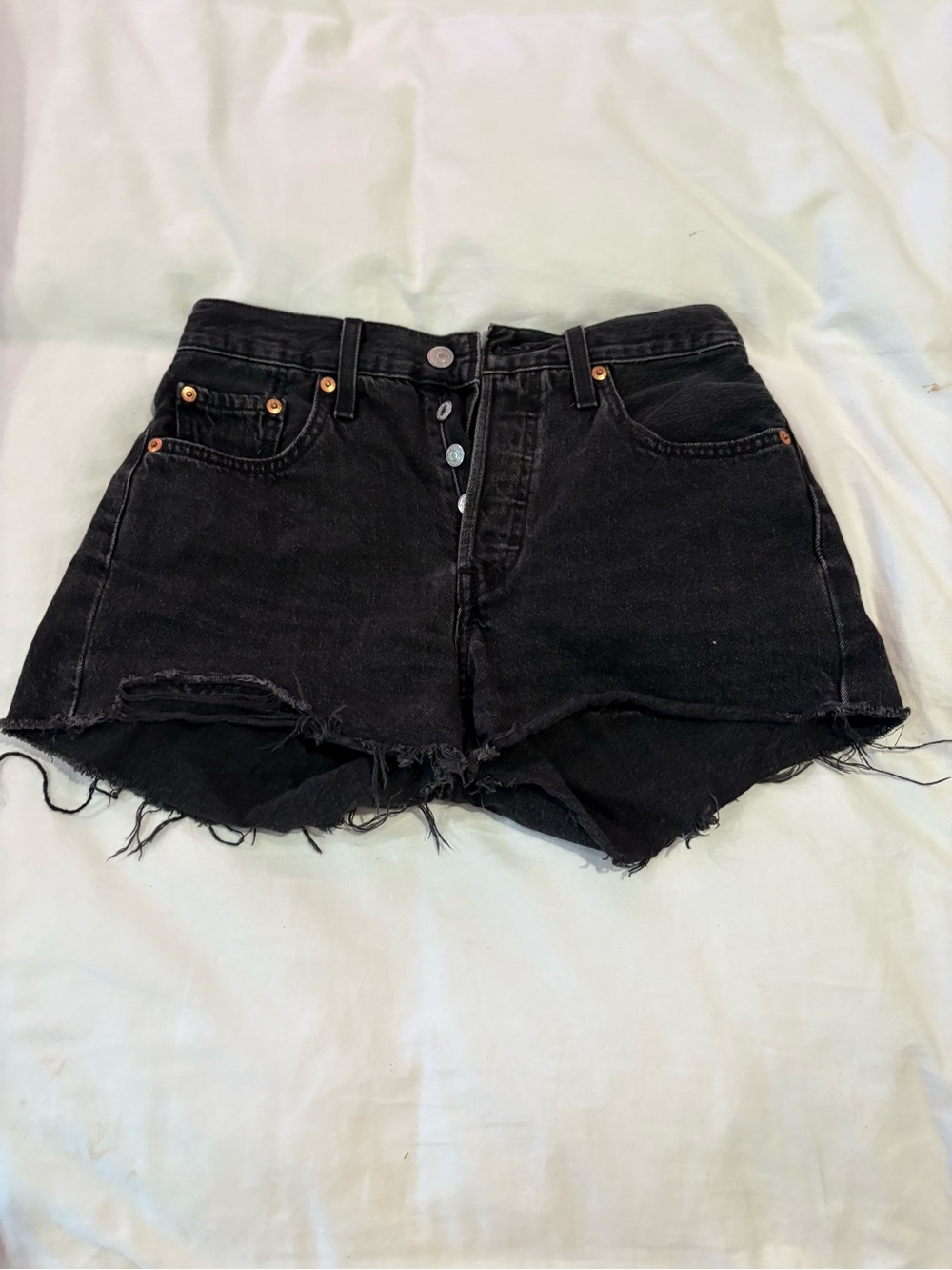 Levi’s High-Rise Black Denim Cutoff Shorts